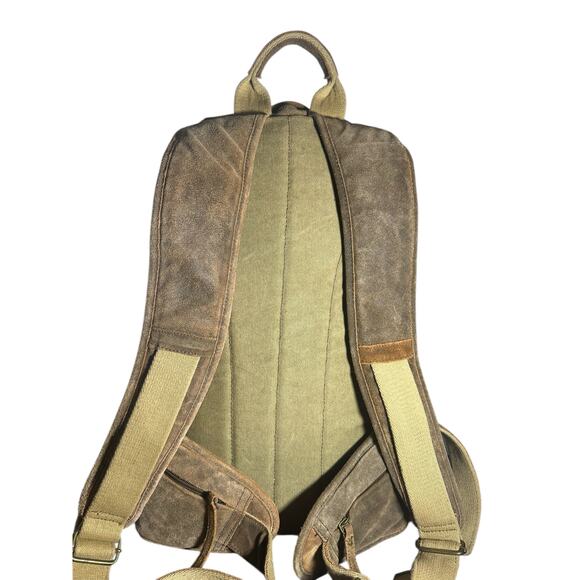 Wilsons Leather M. Julian Suede Backpack Tan Distressed Brass Buckle rare unique main image 11